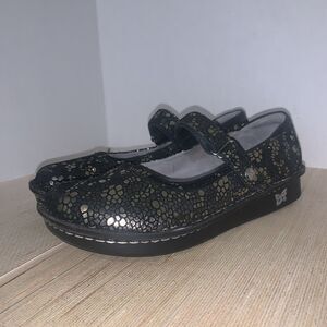 ALEGRIA Gold Mosaic Mary Jane Comfort Shoe Size US 9 EU 39 Leather Office